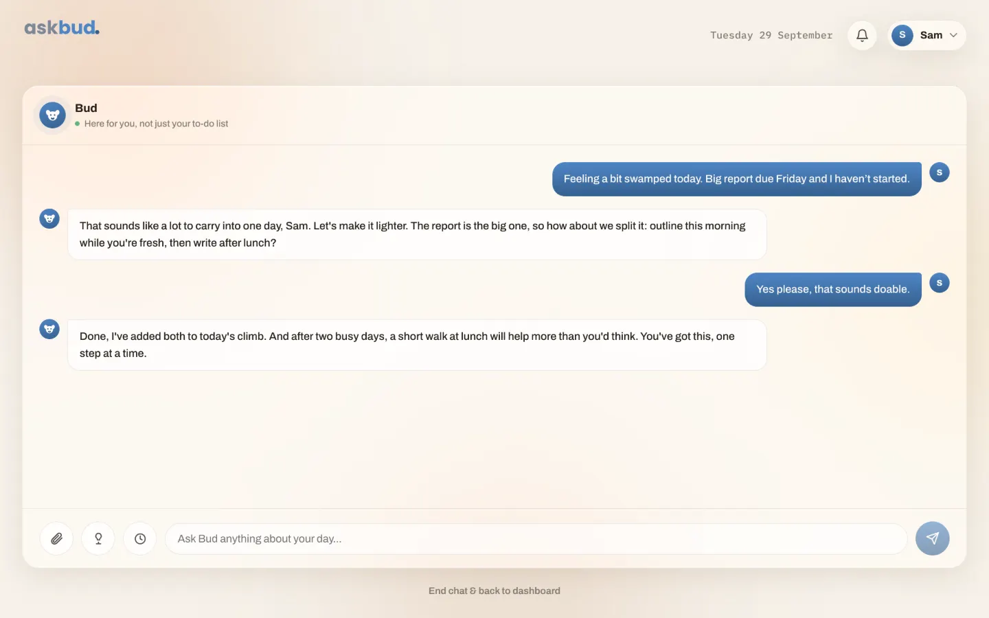Ask Bud: a chat with your coach